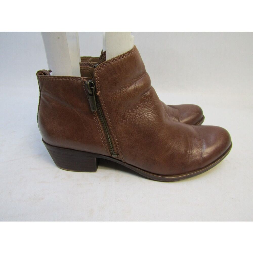 Lucky Brand Womens Sz 9.5 M Brown Leather Double Zip Ankle Fashion Boots Bootie - Picture 3 of 10